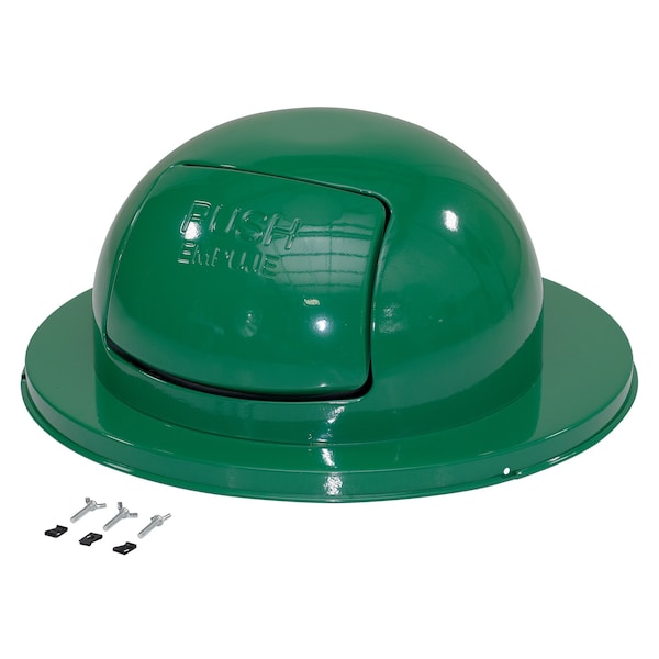 Trash Can Lid, 23.5 In W/Dia, Green, Steel